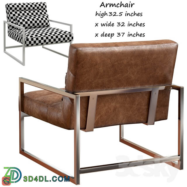 Michael Weiss Delancy Loft Masculine Brown Leather Steel Armchair