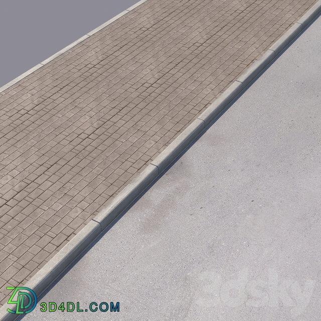 2 sidewalk options with road set 12 3D Models