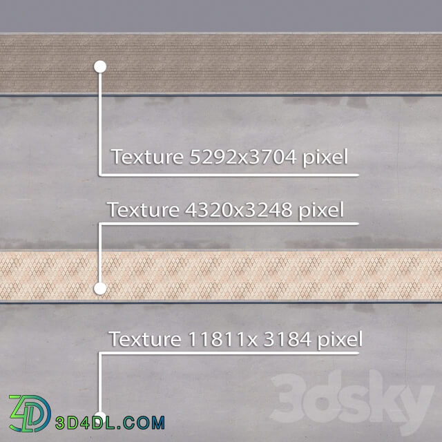 2 sidewalk options with road set 12 3D Models