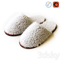 Fegen slippers white Footwear 3D Models 