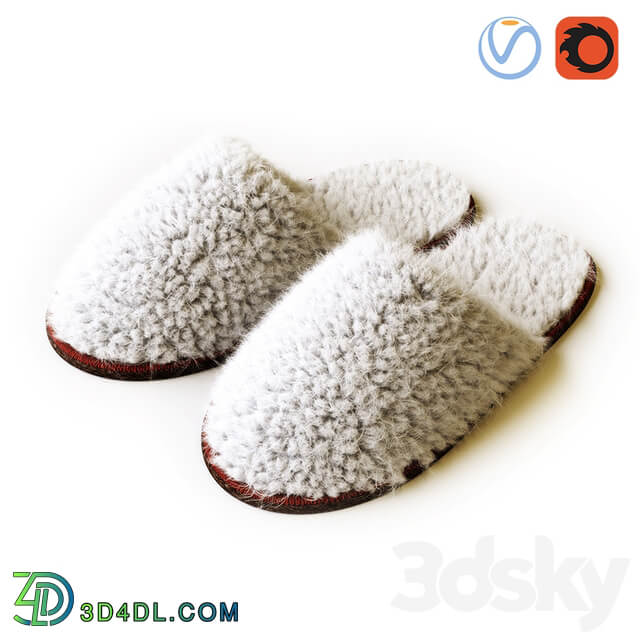 Fegen slippers white Footwear 3D Models