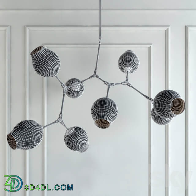 Chandelier Branching Bubble Chandelier 8 Smoke Pendant light 3D Models