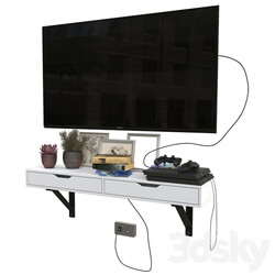 TV set with playstation 4 3D Models 