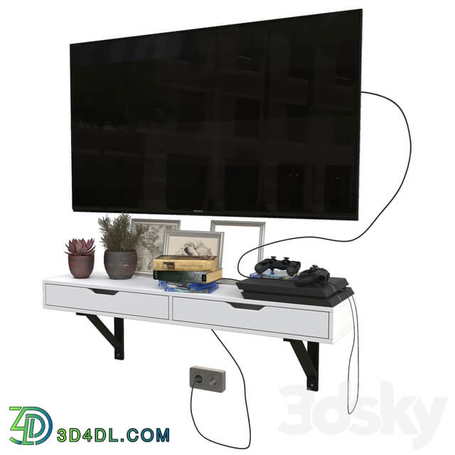 TV set with playstation 4 3D Models