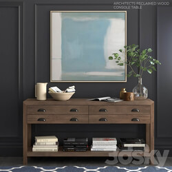 Pottery Barn set ARCHITECTS RECLAIMED WOOD CONSOLE TABLE 3D Models 