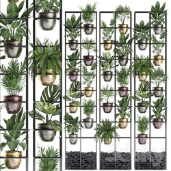 Vertical gardening. 27. Shelf with plants rack fern areca palm monstera loft indoor plants vertical garden phytowall phytomodule pots eco design Raphis palm Fitowall 3D Models 