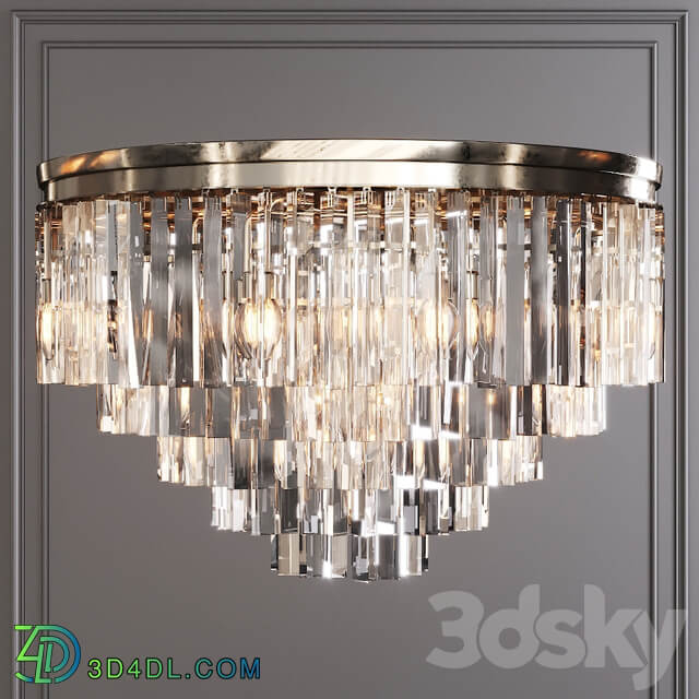 Restoration Hardware 1920S ODEON CLEAR GLASS FRINGE 5 TIER FLUSHMOUNT Nickel Ceiling lamp 3D Models