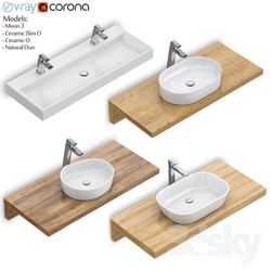 RAVAK set 61 washbasin set Moon 3 Ceramic Slim O Ceramic O Natural Duo  