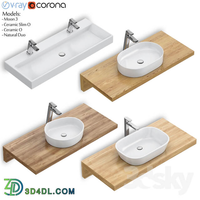 RAVAK set 61 washbasin set Moon 3 Ceramic Slim O Ceramic O Natural Duo 