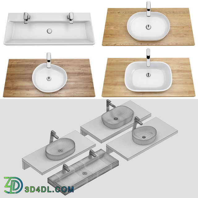 RAVAK set 61 washbasin set Moon 3 Ceramic Slim O Ceramic O Natural Duo 