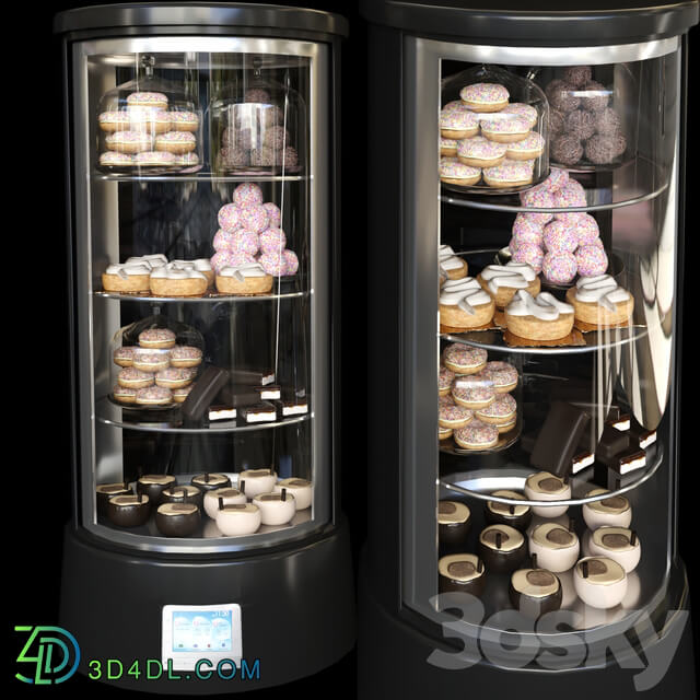 Refrigerator in a cafe with desserts and various sweets 2. Confectionery shop 3D Models