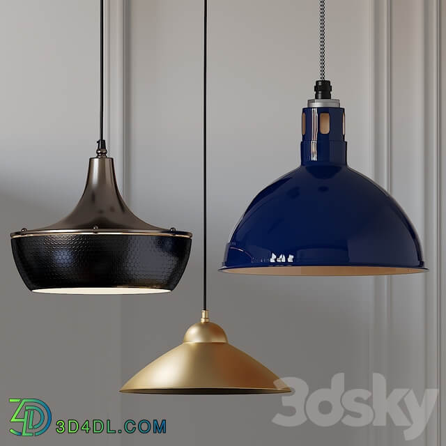 Rae Wesco Vented Cord and Small Cone Pendants Pendant light 3D Models