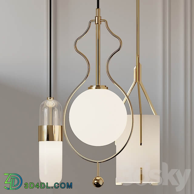 Quantum Wide Gold Mitzi Emilia and Mitzi Abigail Pendant Lights Pendant light 3D Models