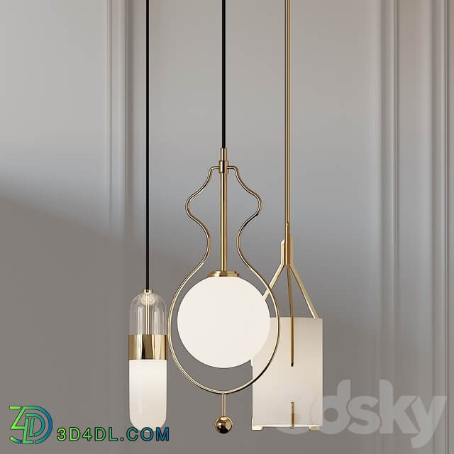 Quantum Wide Gold Mitzi Emilia and Mitzi Abigail Pendant Lights Pendant light 3D Models