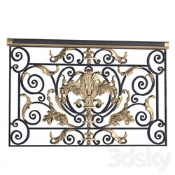 Classic wrought iron enclosure with cast inlays. Classic forged fence 3D Models 
