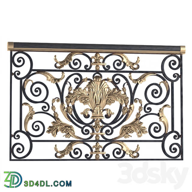 Classic wrought iron enclosure with cast inlays. Classic forged fence 3D Models