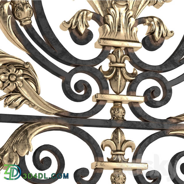 Classic wrought iron enclosure with cast inlays. Classic forged fence 3D Models