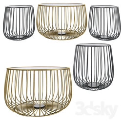 Gold Round Industrial Steel Wire Coffee Table 