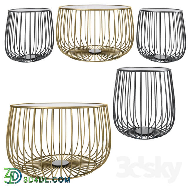 Gold Round Industrial Steel Wire Coffee Table