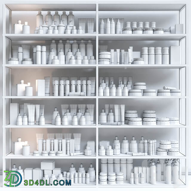 Set of luxury cosmetics for cosmetology and beauty salon. make up and bathroom accessories 3D Models