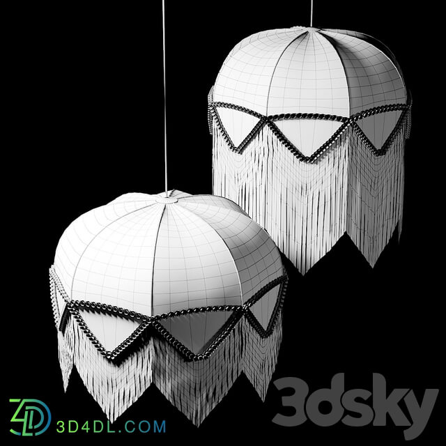 Retro lampshade fabric with muslin Pendant light 3D Models