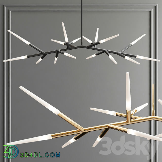 Branch Multi Tube Led Chandelier Pendant light 3D Models