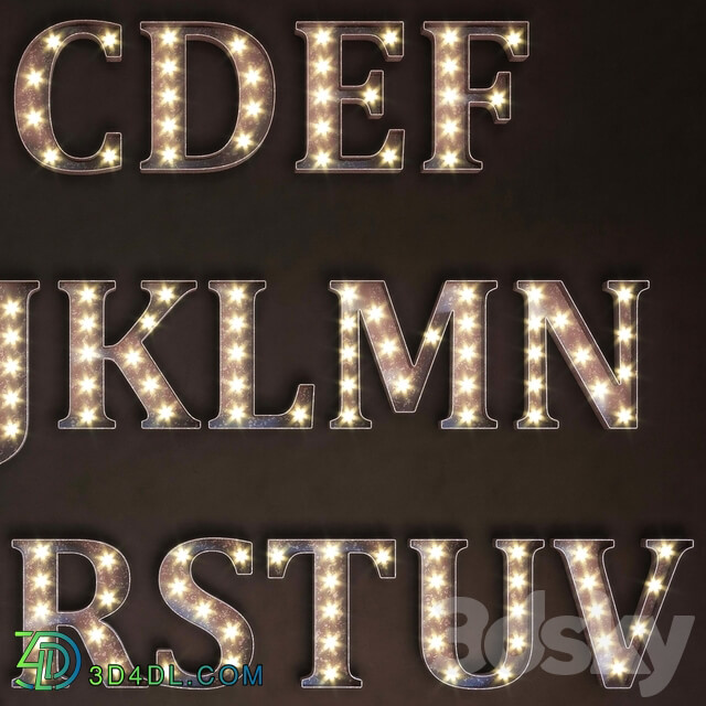 Lighted Metal sign. Set 13. Alphabet