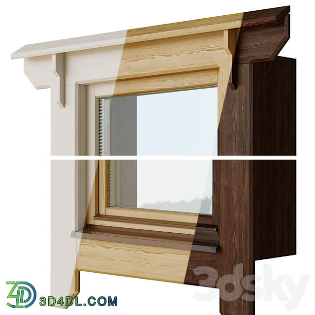 Wooden windows with platbands 1 Constructor