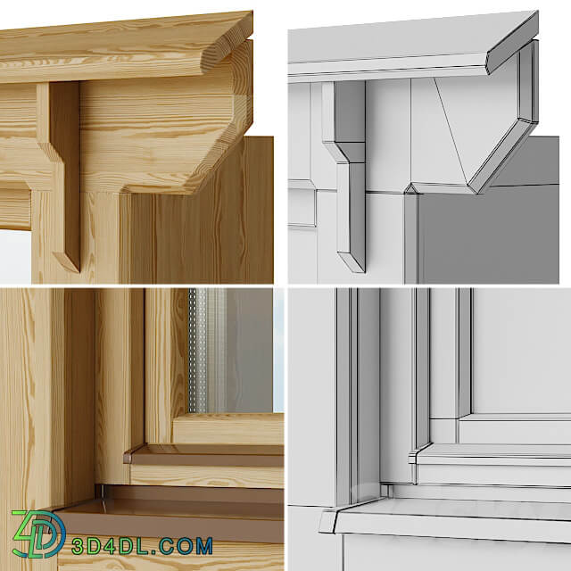 Wooden windows with platbands 1 Constructor