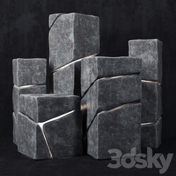 Stone cube lights 3D Models 