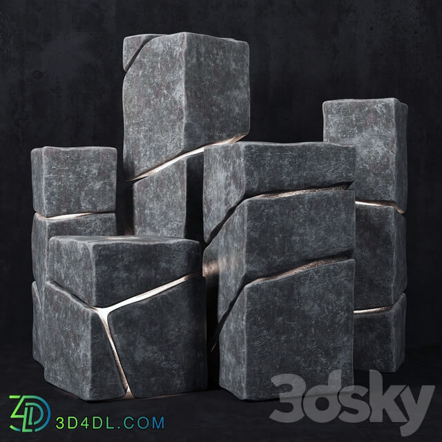 Stone cube lights 3D Models