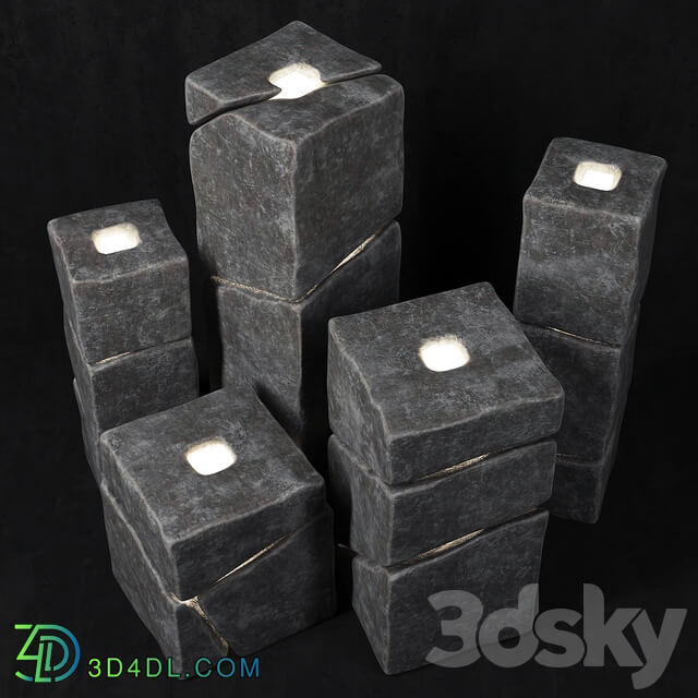 Stone cube lights 3D Models