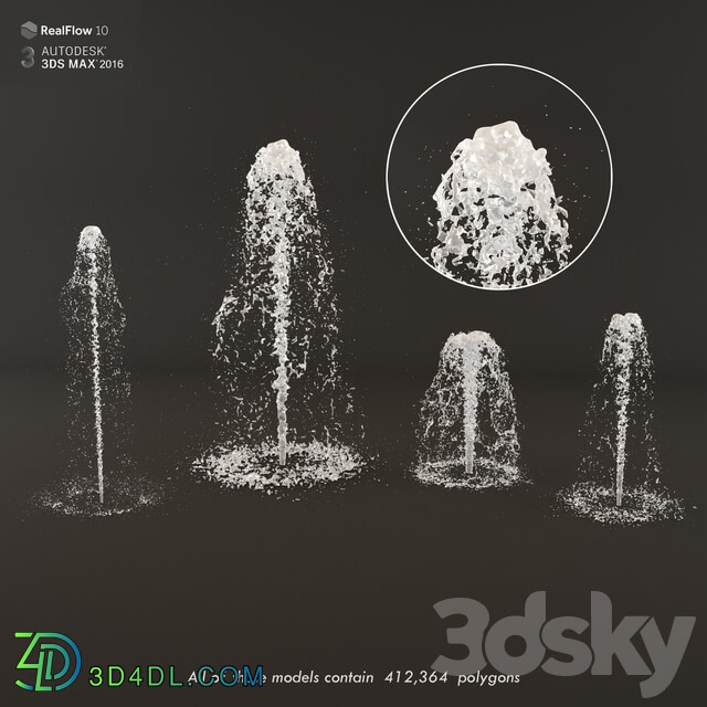 Collection fountain waterfall 4 Other 3D Models