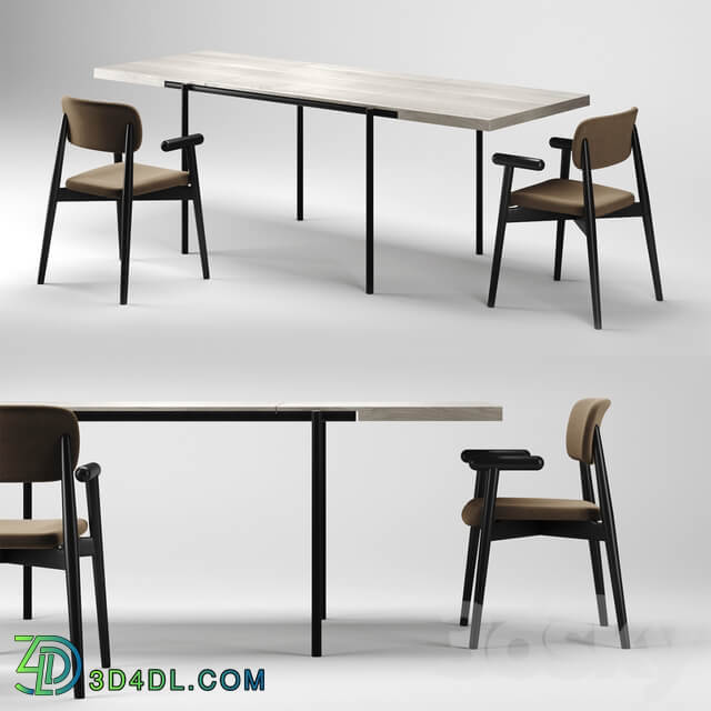 Table Chair Dining Set 2 MZPA Mild Chair and ROMP TE01 Table