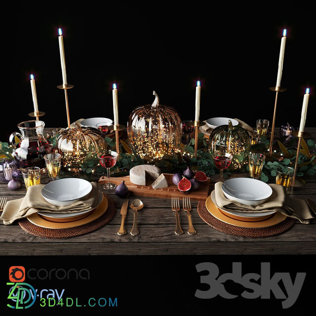 Autumn table setting with pumpkins