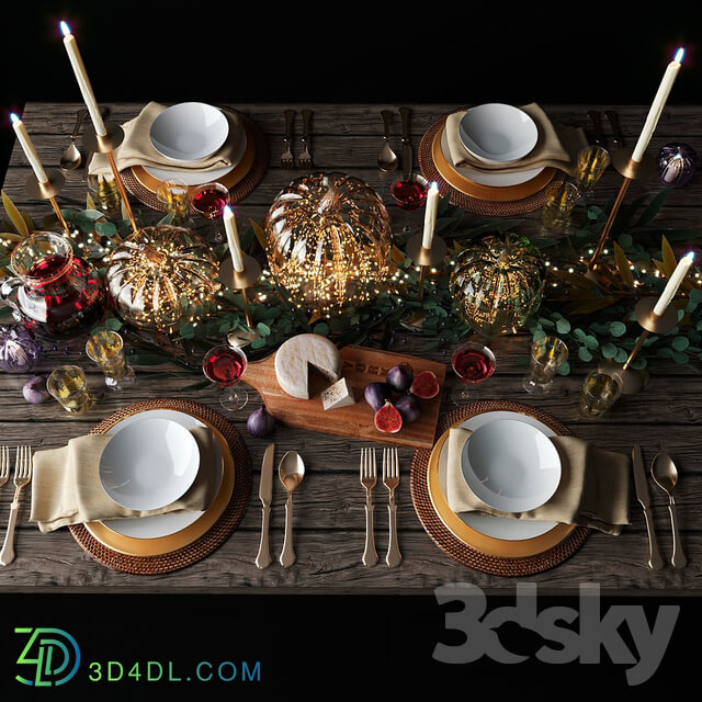 Autumn table setting with pumpkins