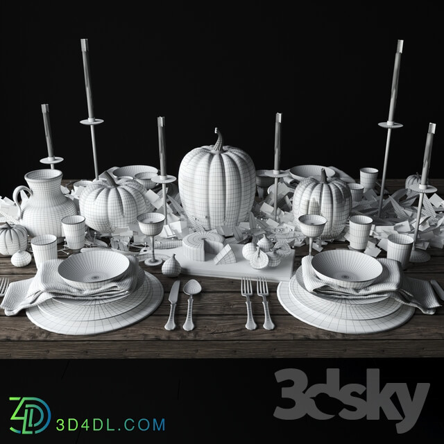 Autumn table setting with pumpkins