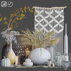 Autumn decorative set with wheat 