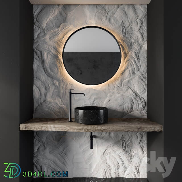 Bathroom Furniture Gray Rock Wall