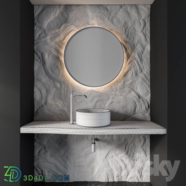 Bathroom Furniture Gray Rock Wall