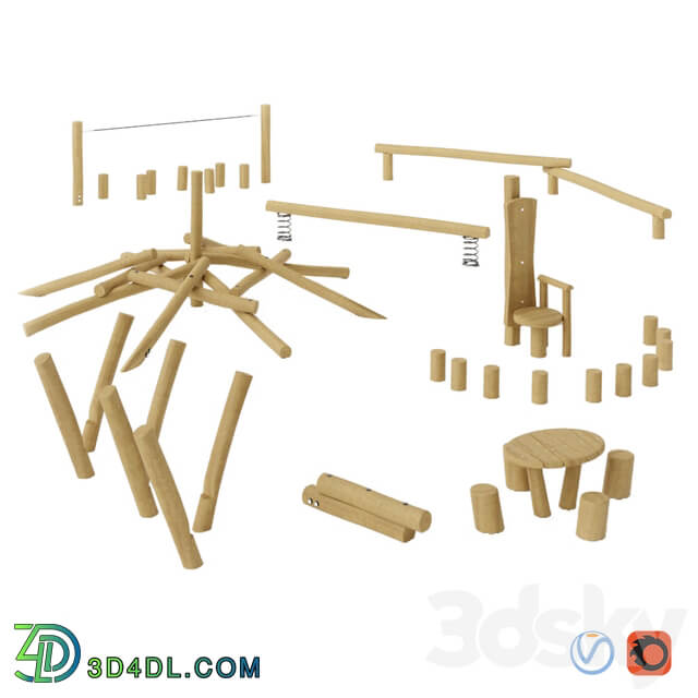 KOMPAN. EQUIPMENT FROM LOGS 3D Models