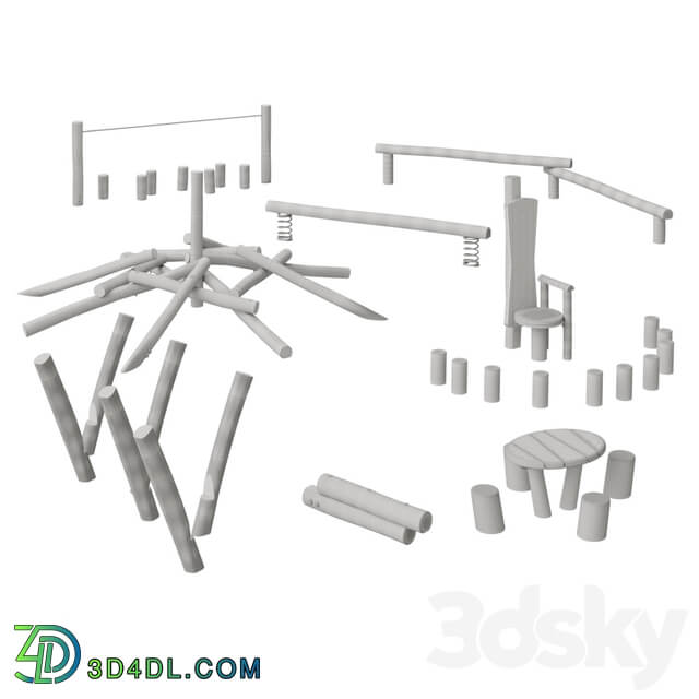 KOMPAN. EQUIPMENT FROM LOGS 3D Models