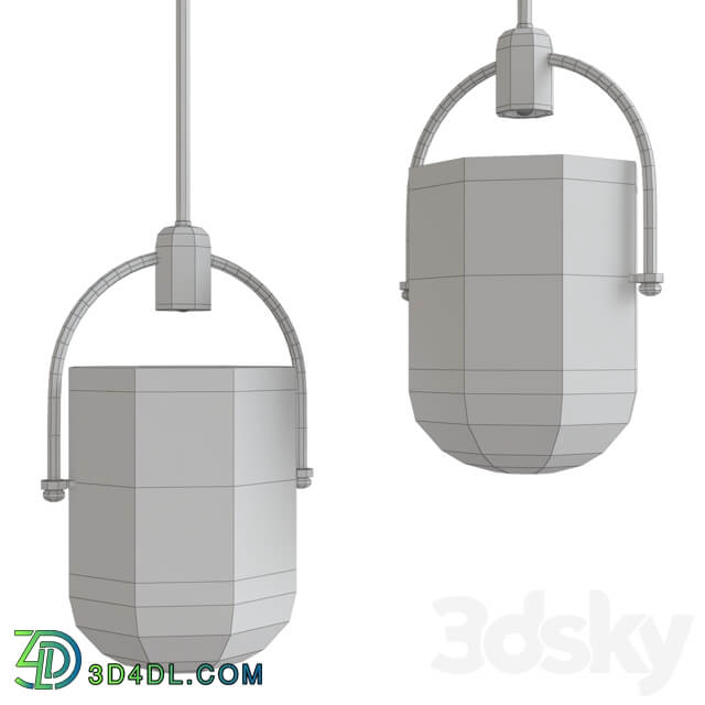 Mid Century Modern Chic 1 Light Pendant With Mouth blown Pendant light 3D Models