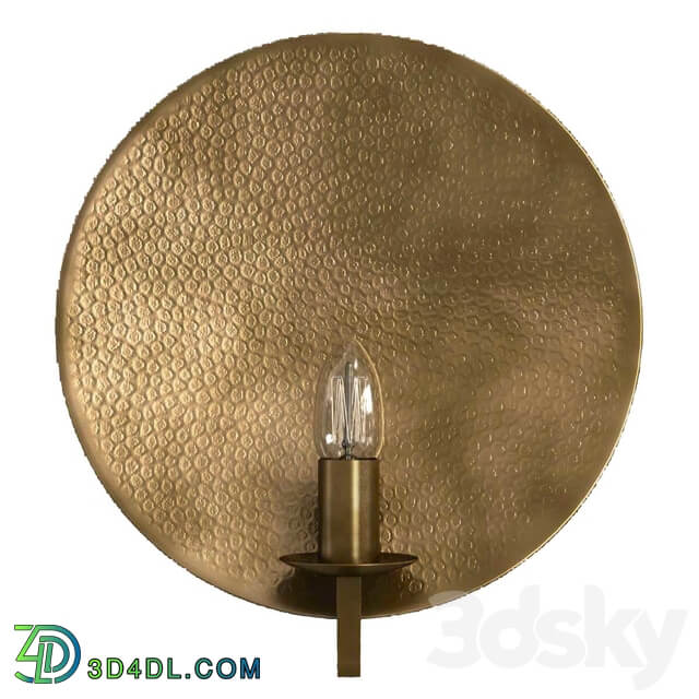Hammered brass round wall light 3D model