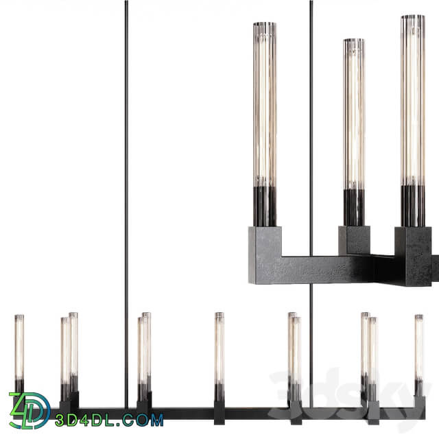 Restoration Hardware CANNELE LINEAR CHANDELIER 67 Black Pendant light 3D Models