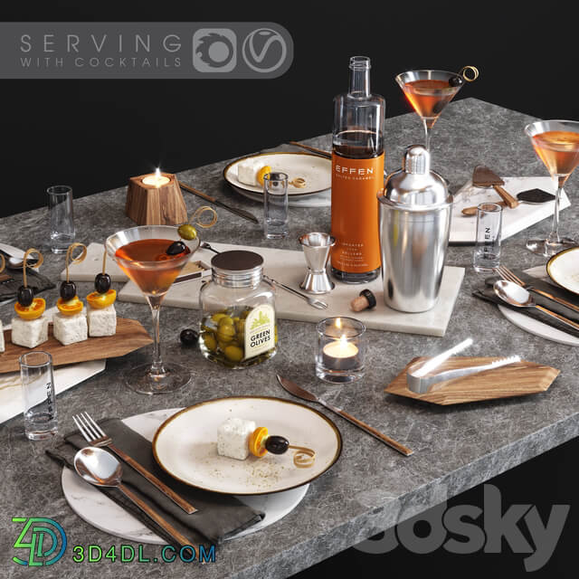 Serving with cocktails 3D Models