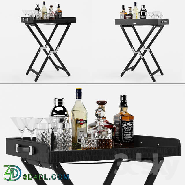 Other Bar table with alcohol Ralph Lauren Gavin tray and stand