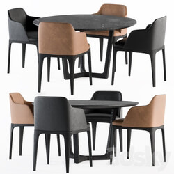 Table Chair Poliform Dinning Round Table and Grace Chair 
