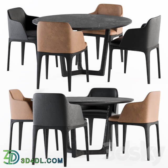 Table Chair Poliform Dinning Round Table and Grace Chair