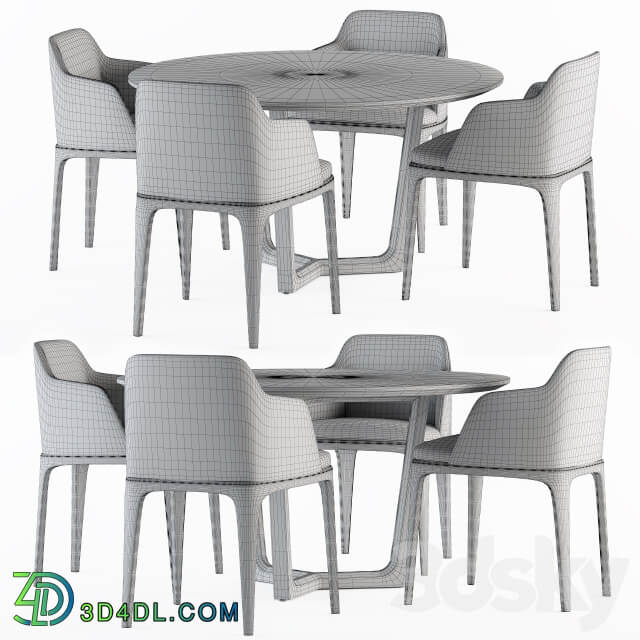 Table Chair Poliform Dinning Round Table and Grace Chair